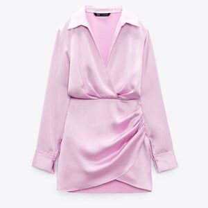 ZARA WOMAN NWT LIGHT PINK SHORT SATIN
EFFECT DRESS